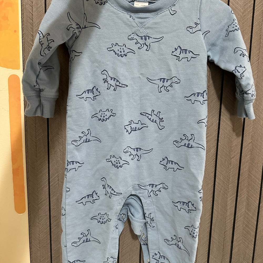 Blue Dinosaur Print Baby Onesie - Picture 2 of 3